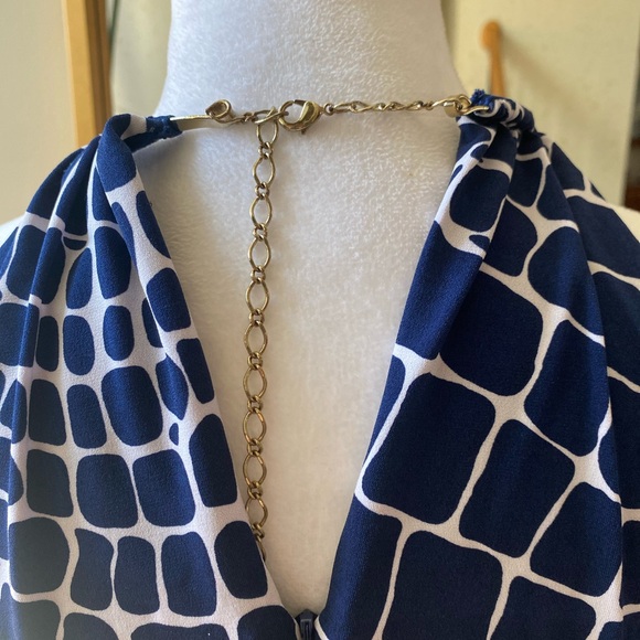 Cache navy white halter mini dress with metal choker - Picture 5 of 12